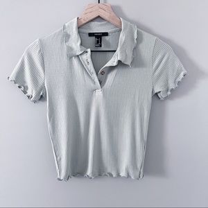 sage green cropped collared shirt